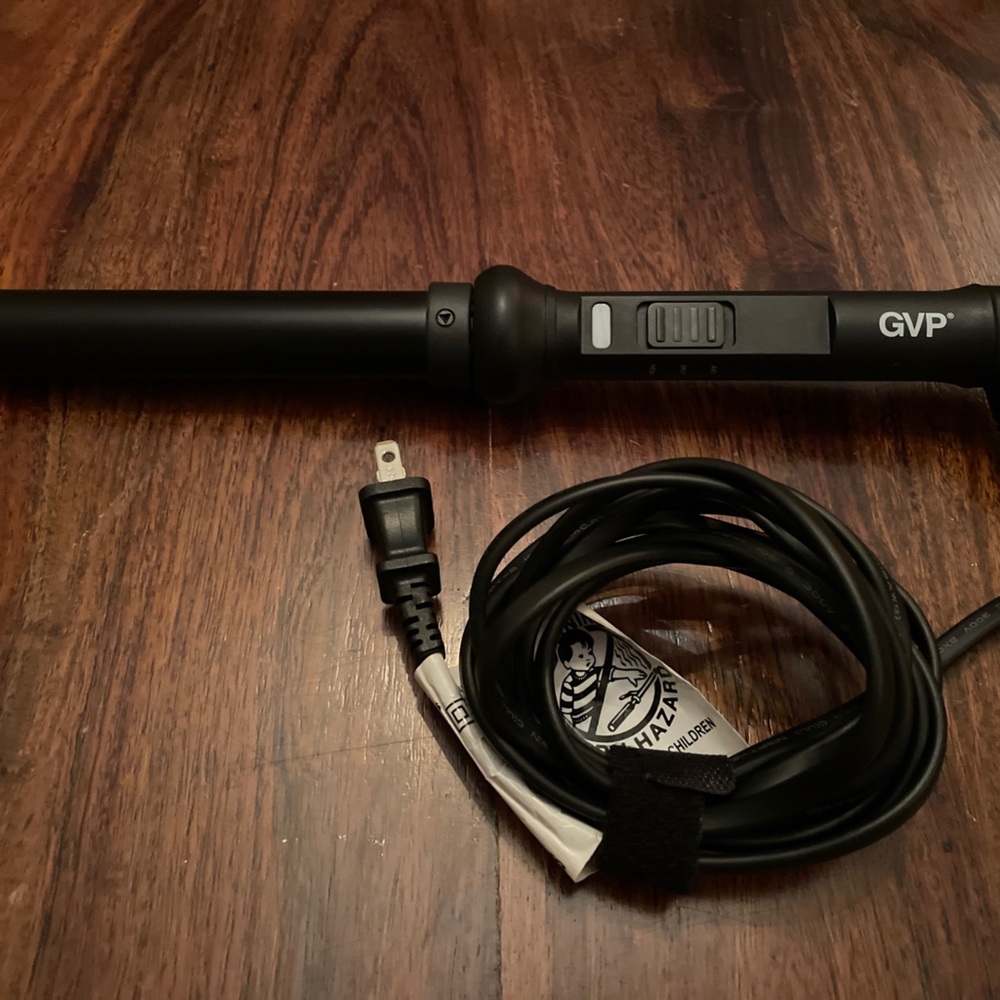 GVP Black Clip less 1” Curling Wand — Sleek Professional Hair Styling Tool